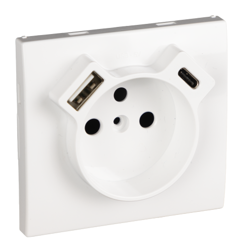 Enjoliveur pour Prise de Courant Française + USB Type A et Type C