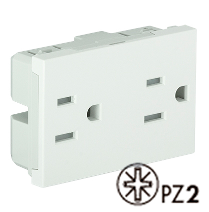 Toma Doble Americana 2P+T 127V 15A con protección - 3 Módulos