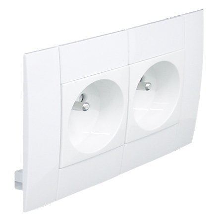 Doble Base Francesa Modular con Protección para Canales con Tapa L75 - 4 Módulos