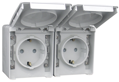 Doble Base Schuko Horizontal con Protección